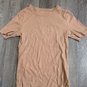 Ribbed Tan Short Sleeve Top